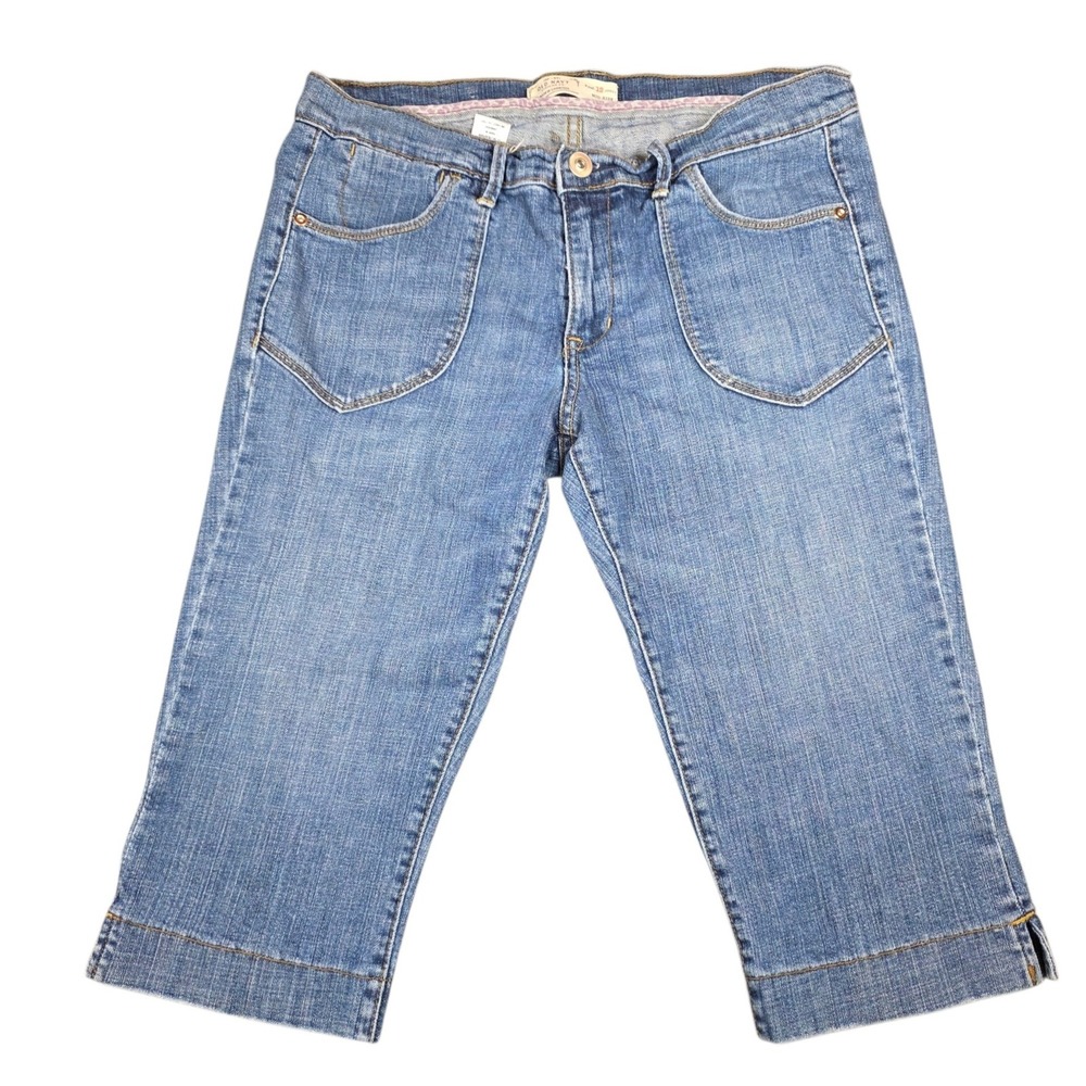 Old Navy Womens Mid Rise Denim Capri Jeans Blue Medium Wash Stretch Size 12